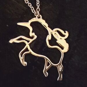 Y2K Silver Unicorn Necklace